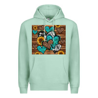 Seafoam turquoise sunflower hearts Premium Hoodie - Jasminsmagicworld