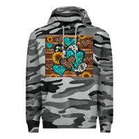 Slate Camo turquoise sunflower hearts Premium Hoodie - Jasminsmagicworld