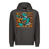 Smoke turquoise sunflower hearts Premium Hoodie - Jasminsmagicworld