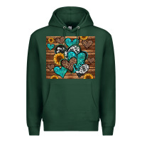 Sports Green turquoise sunflower hearts Premium Hoodie - Jasminsmagicworld