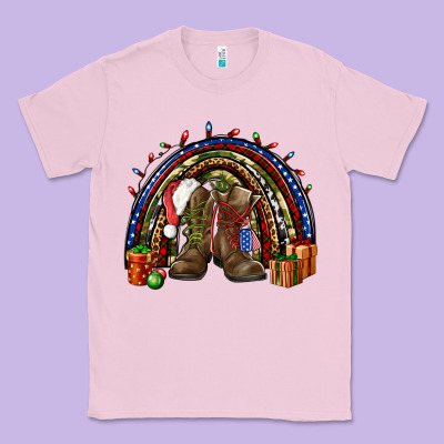 Army Christmas Rainbow Classic Tee Designed By Nancycooperartshop