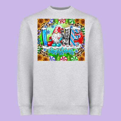 Love Christmas Gnome Heavyweight Sweatshirt Designed By Cowhidedigitalart