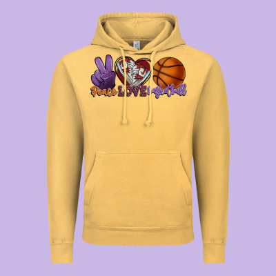 Peace Love Basketball Vintage Hoodie Designed By Howdyjamesfarm