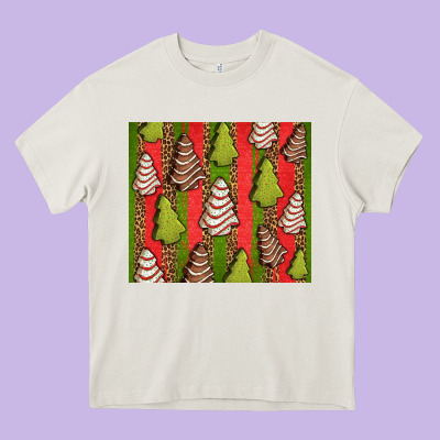 Christmas Cakes Leopard Heavy Core Tee Designed By Jasminsmagicworld