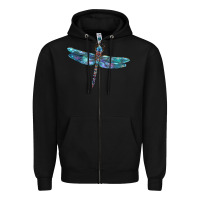 Black Blue Dragonfly Zipper Hoodie - LillyAllenDesigns