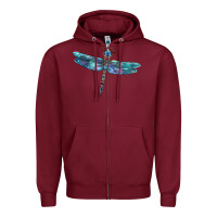 Burgundy Blue Dragonfly Zipper Hoodie - LillyAllenDesigns