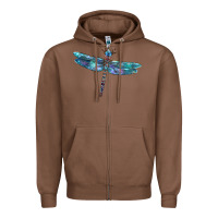 Chestnut Blue Dragonfly Zipper Hoodie - LillyAllenDesigns