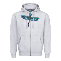 Heather Grey Blue Dragonfly Zipper Hoodie - LillyAllenDesigns