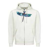 Oatmeal Heather Blue Dragonfly Zipper Hoodie - LillyAllenDesigns