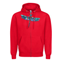 Red Blue Dragonfly Zipper Hoodie - LillyAllenDesigns