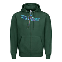 Sports Green Blue Dragonfly Zipper Hoodie - LillyAllenDesigns