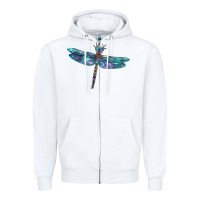 White Blue Dragonfly Zipper Hoodie - LillyAllenDesigns