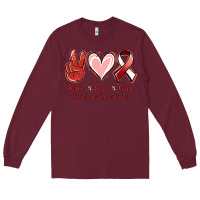 Burgundy Peace Love Cure Heart And Neck Cancer Long Sleeve Tee - Jasminsmagicworld