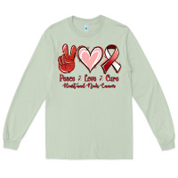 Matcha Peace Love Cure Heart And Neck Cancer Long Sleeve Tee - Jasminsmagicworld