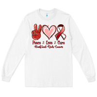 White Peace Love Cure Heart And Neck Cancer Long Sleeve Tee - Jasminsmagicworld