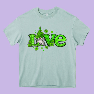 Love St Patricks Gnome Heavy Core Tee Designed By Jasminsmagicworld