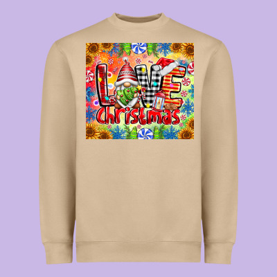 Love Christmas Gnome Heavyweight Sweatshirt Designed By Cowhidedigitalart
