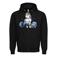 Black Unicorn Weightlifting T Fitness Gym Deadlift Rainbow Gifts Party Men W Zipper Hoodie - trangStudio