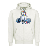 Oatmeal Heather Unicorn Weightlifting T Fitness Gym Deadlift Rainbow Gifts Party Men W Zipper Hoodie - trangStudio