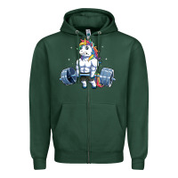 Sports Green Unicorn Weightlifting T Fitness Gym Deadlift Rainbow Gifts Party Men W Zipper Hoodie - trangStudio