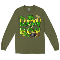 Army Green Lucky Boy St. Patrick's Day Long Sleeve Tee - HowdyJamesFarm