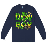 Navy Lucky Boy St. Patrick's Day Long Sleeve Tee - HowdyJamesFarm