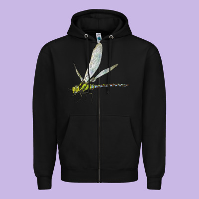 Blue And Yellow Dragonfly Zipper Hoodie Designed By Lillyallendesigns