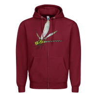 Burgundy Blue And Yellow Dragonfly Zipper Hoodie - LillyAllenDesigns