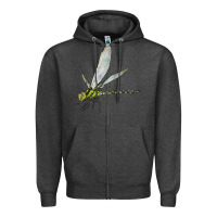Charcoal Heather Blue And Yellow Dragonfly Zipper Hoodie - LillyAllenDesigns