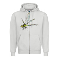 Dove Grey Blue And Yellow Dragonfly Zipper Hoodie - LillyAllenDesigns