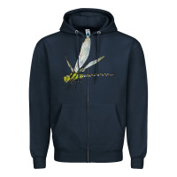Navy Blue And Yellow Dragonfly Zipper Hoodie - LillyAllenDesigns