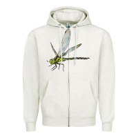 Oatmeal Heather Blue And Yellow Dragonfly Zipper Hoodie - LillyAllenDesigns