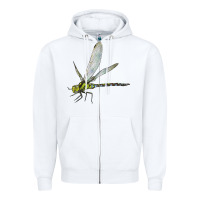 White Blue And Yellow Dragonfly Zipper Hoodie - LillyAllenDesigns