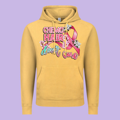 Chemo Hair Dont Care Vintage Hoodie Designed By Cowgirlartshop