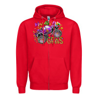 Red mardi gras monster truck Zipper Hoodie - RacoonDesign
