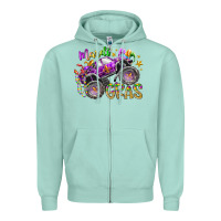 Seafoam mardi gras monster truck Zipper Hoodie - RacoonDesign