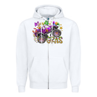 White mardi gras monster truck Zipper Hoodie - RacoonDesign