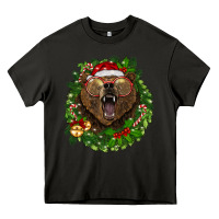 Asphalt christmas bear  wreath Heavy Core Tee - BarkalooDesign