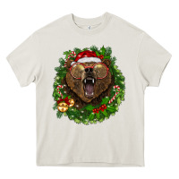 Cream christmas bear  wreath Heavy Core Tee - BarkalooDesign