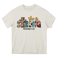 Cream she i̇s strong proverbs 31 25 Heavy Core Tee - JahusDesignShop