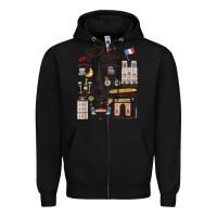 Black paris bonjour eiffel tower paris lover paris traveling vacay Zipper Hoodie - trangStudio