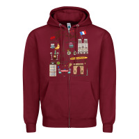 Burgundy paris bonjour eiffel tower paris lover paris traveling vacay Zipper Hoodie - trangStudio