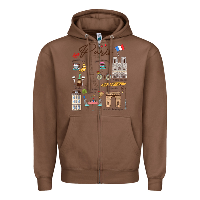 Paris Bonjour Eiffel Tower Paris Lover Paris Traveling Vacay Zipper Hoodie by trangStudio | Teevron