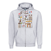 Heather Grey paris bonjour eiffel tower paris lover paris traveling vacay Zipper Hoodie - trangStudio