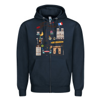 Navy paris bonjour eiffel tower paris lover paris traveling vacay Zipper Hoodie - trangStudio
