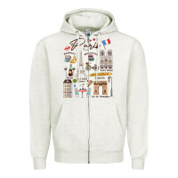 Oatmeal Heather paris bonjour eiffel tower paris lover paris traveling vacay Zipper Hoodie - trangStudio