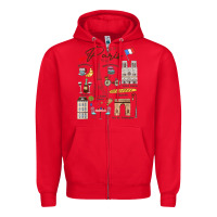 Red paris bonjour eiffel tower paris lover paris traveling vacay Zipper Hoodie - trangStudio