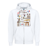 White paris bonjour eiffel tower paris lover paris traveling vacay Zipper Hoodie - trangStudio