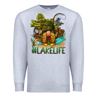 Heather Grey lake life gnome Premium Sweatshirt - BarkalooDesign