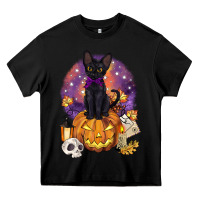 Black halloween black cat pumpkin Heavy Core Tee - BarkalooDesign